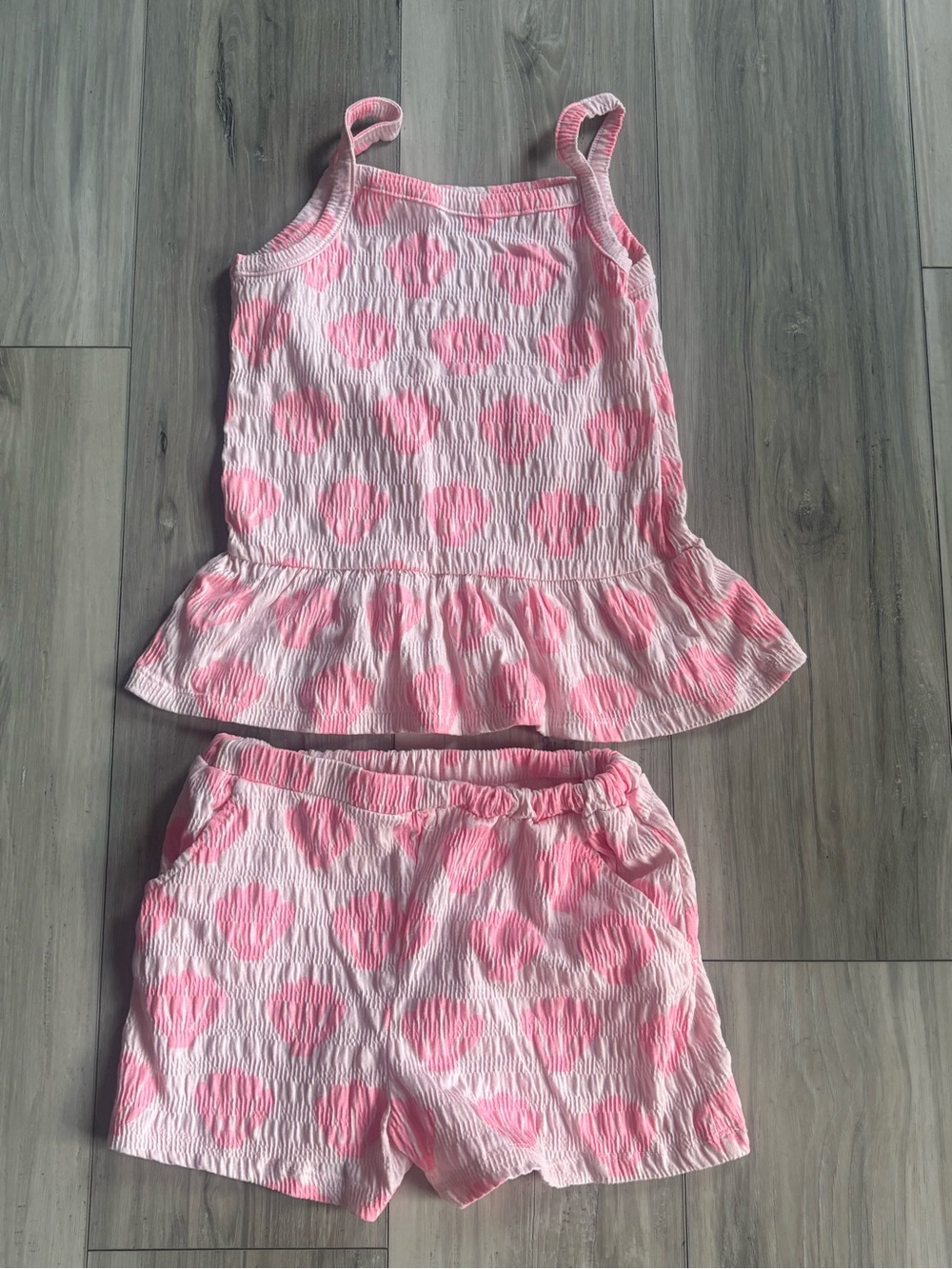 Little Girls Summer Pink Seashell Print Tank Top & Shorts Set SZ 8 | 365 Kids